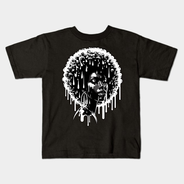 Afrocentric Woman Dripping With Melanin Kids T-Shirt by Graceful Designs